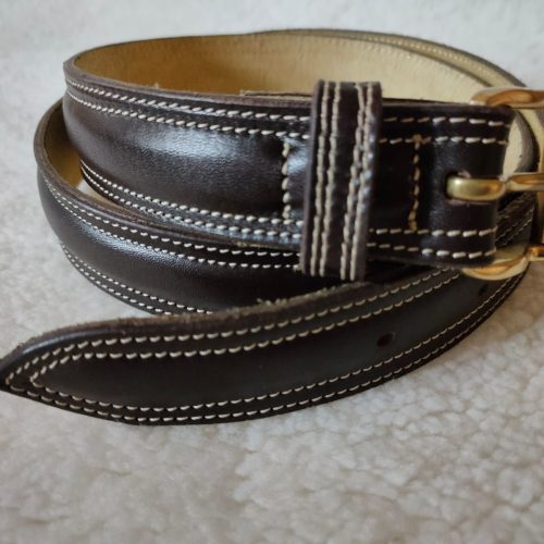 Cinturon cuero liso artesanal de Roman Leather en piel desfaldado con hebilla de acero